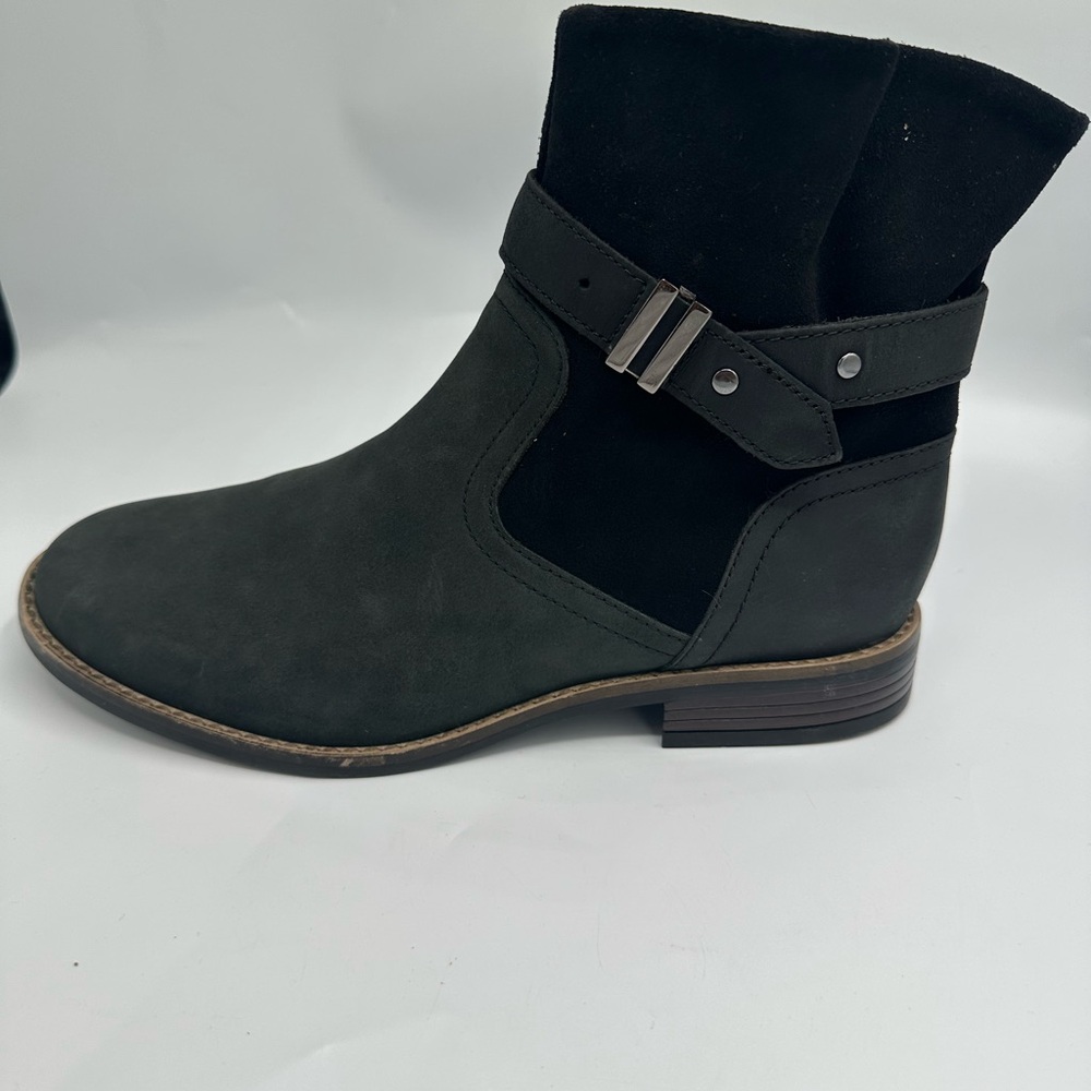 Clarks Womens Camzin Strap Leather Black Mid  Zipper  Boots Shoes  SZ 7.5M